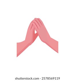 Clapping hands gesture flat vector icon. Cartoon hands applauds, bravo palm clap, ovation. Sign of encouragement, support, appreciation. Congratulation excitement arm symbol. Folded prayer hands