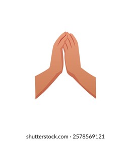 Clapping hands gesture flat vector icon. Cartoon hands applauds, bravo palm clap, ovation. Sign of encouragement, support, appreciation. Folded prayer hands. Congratulation excitement arm symbol