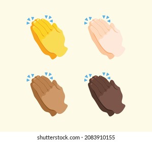 Clapping Hands Gesture Icon. Clapping Hand Emoji. Clapping Hand Sign. All Skin Tone Gesture Emoji