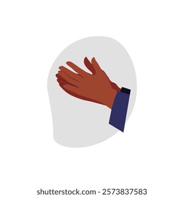 Clapping hands gesture side view flat vector icon. Cartoon afro hands applauds, ovation. Arm sign of encouragement, support, appreciation. Congratulation excitement arm symbol. Applause bravo emoji