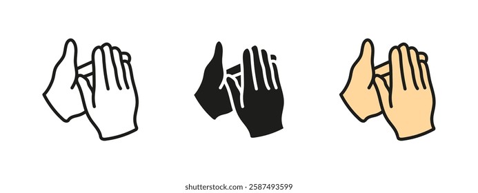 Clapping hands icon. Applause and appreciation gesture. Success and praise vector illustration. Recognition and congratulations pictogram. Celebration concept.