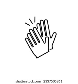 Clapping hands icon. Applause clap. Celebration hands gesture. Audience slam icon. Cheers slap sign. Celebration expression. Clapping applause symbol in outline style. People appreciation vector