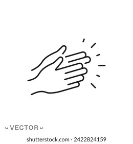 Clapping hands icon, clap icon, Applause applause, Hand gesture celebration, slam viewer icon, Cheerful slap sign, Celebration expression, Clapping hands symbol in outline style, eps 10 vector