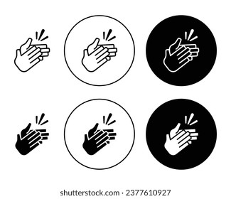 Clapping hands icon set. congratulation clap vector symbol. applause handclap emoji sign. appreciate sign in black filled and outlined style.