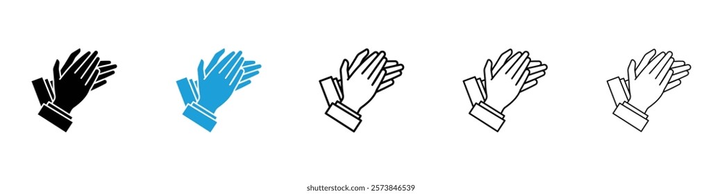 Clapping hands icons in filled and 3 stroke weights