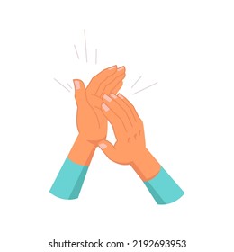 Clapping hands isolated palms. Vector applauding people, appreciation and congratulation, encouragement concept. Crowd applause, bravo by high five, success