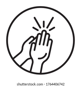 clapping hands line art circle icon for apps or website