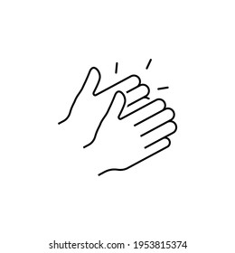 Clapping hands line icon. Clap sign. Victory gesture symbol. Quality design element. Outline signs. Web design, mobile app. Vector illustration. Eps10