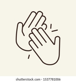 Clapping hands line icon. Hands, gesture, clapping. Gesturing concept. Vector illustration can be used for topics like communication, hand signals, miming