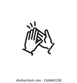Clapping hands line icon. Greeting, congratulating, friendship. Feedback concept. Vector illustration can be used for topics like communication, business, social networking
