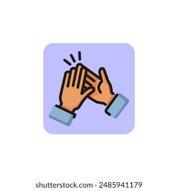 Icono de línea de manos aplaudiendo. Saludos, felicitaciones, amistad. Concepto de Comentarios. La Ilustración vectorial se puede utilizar para temas como comunicación, negocios, redes sociales