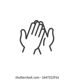 Icono de la línea Manos de aplauso. signo de estilo lineal para concepto móvil y diseño web. Icono de vector de contorno de las manos de aplauso. Símbolo, ilustración del logotipo. Gráficos vectoriales