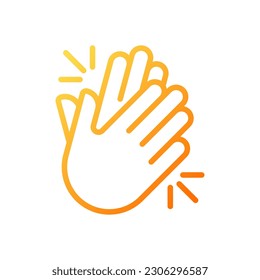 Clapping hands pixel perfect gradient linear vector icon. Applause and greeting at concert. Non verbal signal. Thin line color symbol. Modern style pictogram. Vector isolated outline drawing