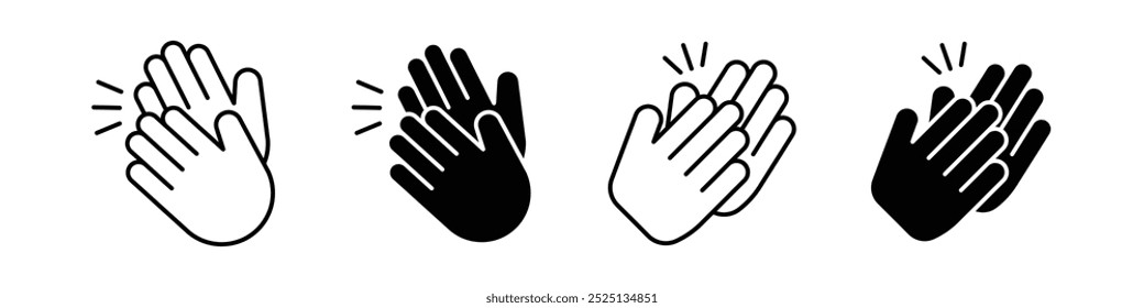 Clapping hands sign thin line vector icons collection