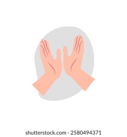 Clapping hands. Vector design of applause in cartoon style. Positive ovation, success, appreciation and congratulation. Support gesture. Flat style. Isolated background.