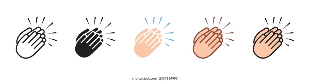 Clapping Hands Vector Illustration Set. Congratulation and Cheers Hands Applaud sign suitable for apps and websites UI design style.