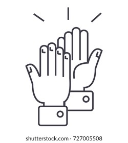 clapping hands  vector line icon, sign, illustration on background, editable strokes