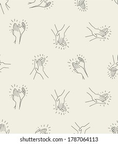 Clapping hands vector seamless pattern