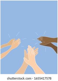 Clapping hands witth blue background illustration