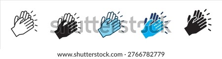 Clapping and high five hand icon set. Icon symbol for clapping, applause, hand clap, appreciation, celebration, success, praise, approval, achievement. Vector illustration