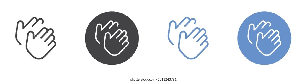 Clapping icon Flat set in black and white color