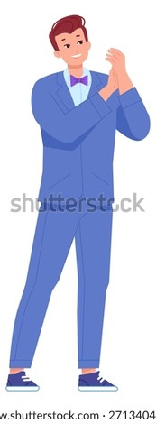 Clapping man cartoon character. Happy person ovation
