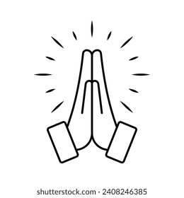 Clapping palms icon. Outline, praying palms, clapping palms sticker icon. Vector icon