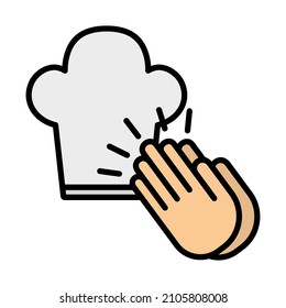 Clapping Palms To Toque Icon. Editable Bold Outline With Color Fill Design. Vector Illustration.