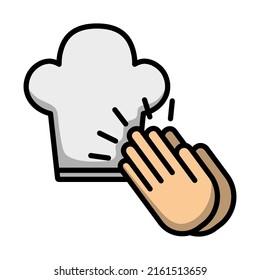 Clapping Palms To Toque Icon. Editable Bold Outline With Color Fill Design. Vector Illustration.