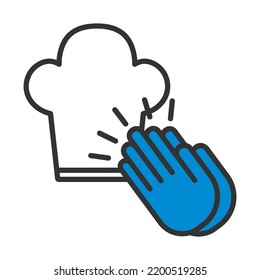 Clapping Palms To Toque Icon. Editable Bold Outline With Color Fill Design. Vector Illustration.