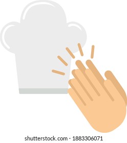 Clapping Palms To Toque Icon. Flat Color Design. Vector Illustration.