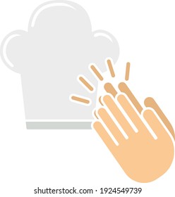 Klappen von Palmen auf Toque Icon. Flaches Farbdesign. Vektorgrafik.