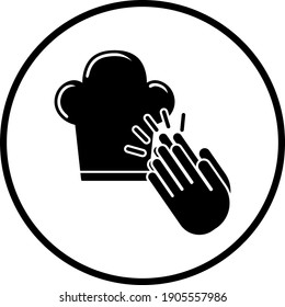 Clapping Palms To Toque Icon. Thin Circle Stencil Design. Vector Illustration.