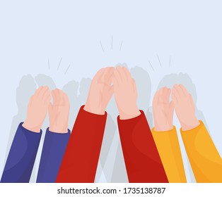 clapping people illustration set. hand, glad, color, cheer. Vector drawing. Hand drawn style.