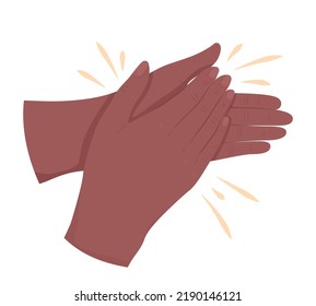 Clapping semi flat color vector hand gesture. Editable pose. Human body part on white. Recognition and appreciation cartoon style illustration for web graphic design, animation, sticker pack