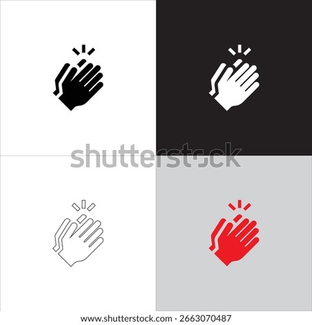 The clapping symbol represents applause and appreciation. It shows hands coming together in celebration. Perfect for expressing approval and positive feedback on Shutterstock.