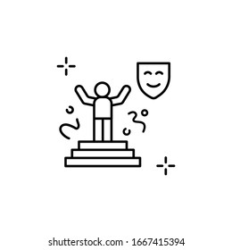 Claps, actor, scene icon. Simple line, outline vector elements of theatre for ui and ux, website or mobile application