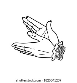 Claps of hands, applause. Vector illustration in the outline style, isolated on a white background. Business concept. Design element.