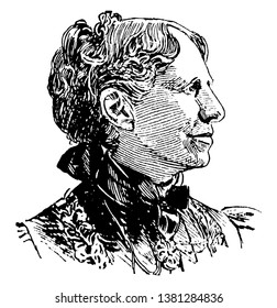 Clara Barton, 1821-1912, She Was A Teacher And Patent Clerk And Hospital Nurse In The American Civil War Who Founded The American Red Cross, Vintage Line Drawing Or Engraving Illustration