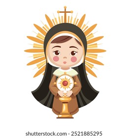 Clare of Assisi Catholic Saint woman vector illustration