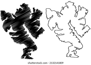 Clarence Island (Republic of Chile, South and Latin America, Tierra del Fuego Archipelago) map vector illustration, scribble sketch Isla Clarence map