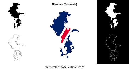 Clarence (Tasmania) outline map set