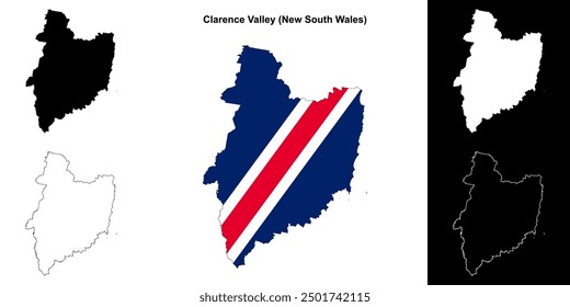 Clarence Valley (New South Wales) outline map set