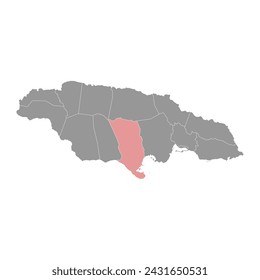 Clarendon Parish map, administrative division of Jamaica. Vector illustration.
