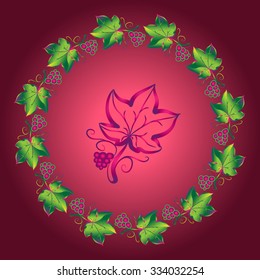 Claret background with frame from grape