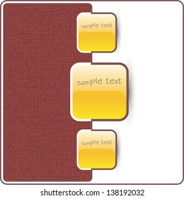 claret background with three yellow squares