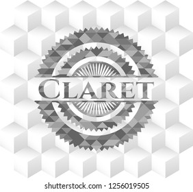 Claret grey badge with geometric cube white background