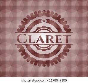 Claret red badge with geometric pattern. Seamless.