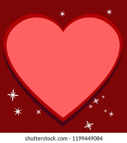 Claret red shiny heart on dark red background. For love, for christmas. Happy Valentine's Day