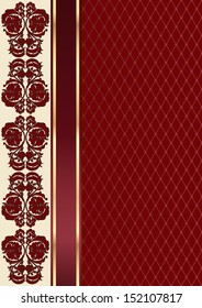 Claret valentine background with floral pattern and ribbon. Rectangle
